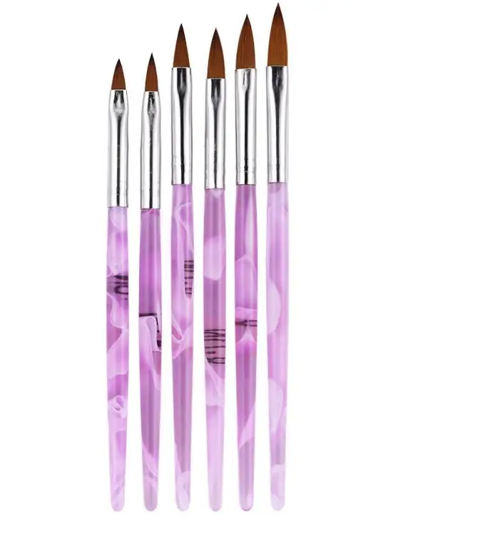 

Nails Art Polish Drawing 2#4#6#8#10#12 Kolinsky Sable Brush Pen Acrylic Nail Builder Brush for acrylic nail brushes 6pcs/set