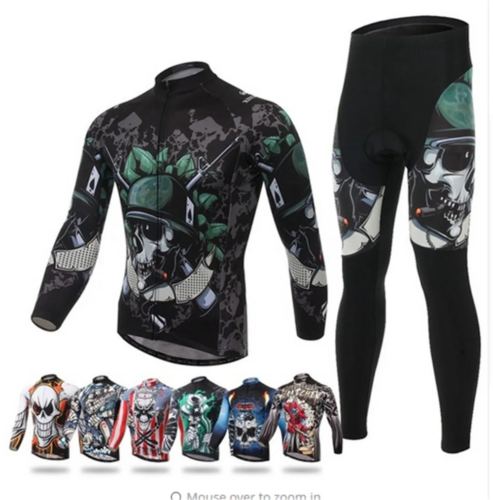 Download XINTOWN Skeleton Winter Thermal Cycling Jersey Men Long ...