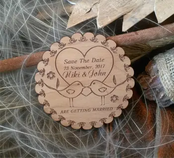 

LOVE Bird Wooden Save the Date magnets / Rustic Save the Dates/ Wedding Save the Date cards/ personalized cards