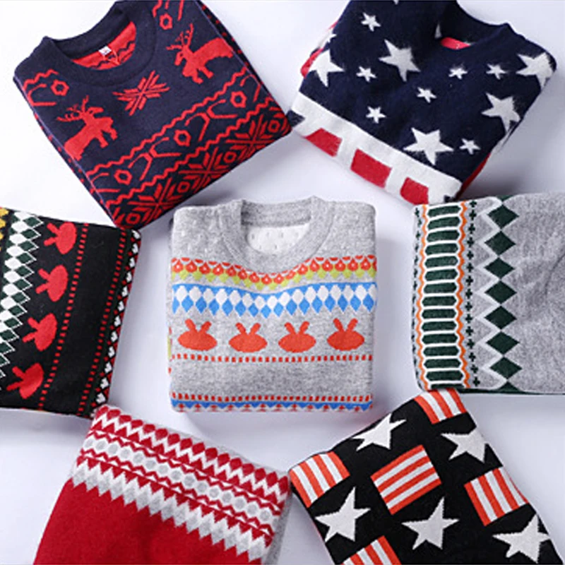 

Winter Kids Sweater Patterns Soft Cashmere Sweater Jumpers for Children High Quality Christmas Boy Knitted Wool Sweater 3-12 Yrs