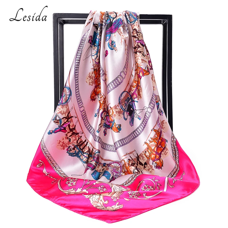 Винтажный шелковый шарф с цветочным принтом, Женский Бренд Foulard Femme Soie De Marque De Роскошная бандана Joker, большой квадратный шарф 90*90