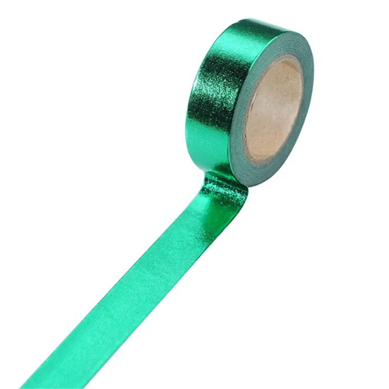 15 мм* 10 м японский Kawaii DIY Инструменты для скрапбукинга Золотая фольга васи лента золото/серебро/медь/Роза/зеленый цвет маскирующая лента - Цвет: Green