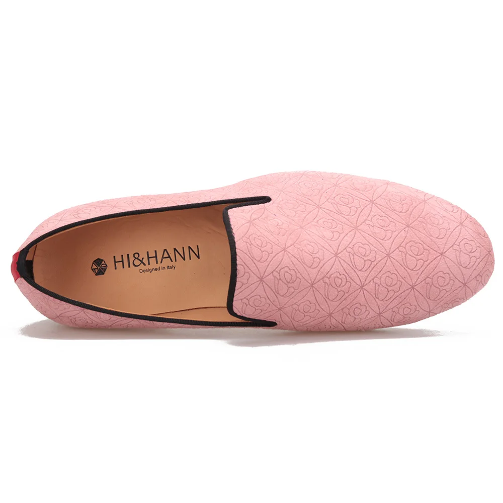 Pink Color Handmade Men Velvet Shoes 