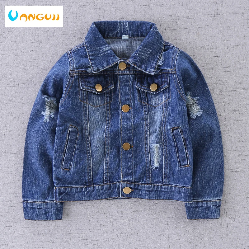 boys autumn coat denim jacket for kids 1-9 years old Washed stone hole short coat Metal buttons Soft treatment all match outwear boys autumn coat denim jacket for kids 1-9 years old Washed stone hole short coat Metal buttons Soft treatment all match outwear