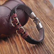 G158 черный кожаный пеньковый Плетеный Серфер браслет наручная повязка наручник металлическая застежка