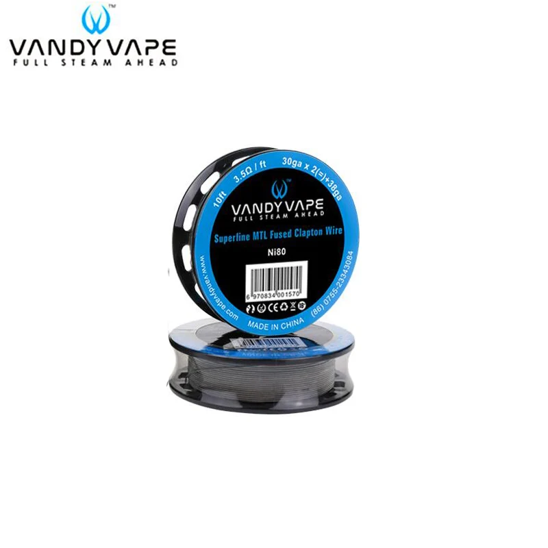 Оригинальный нагревательный элемент Vandy Vape Superfine MTL Fused Clapton Wire Ni80 KA1 SS316L для