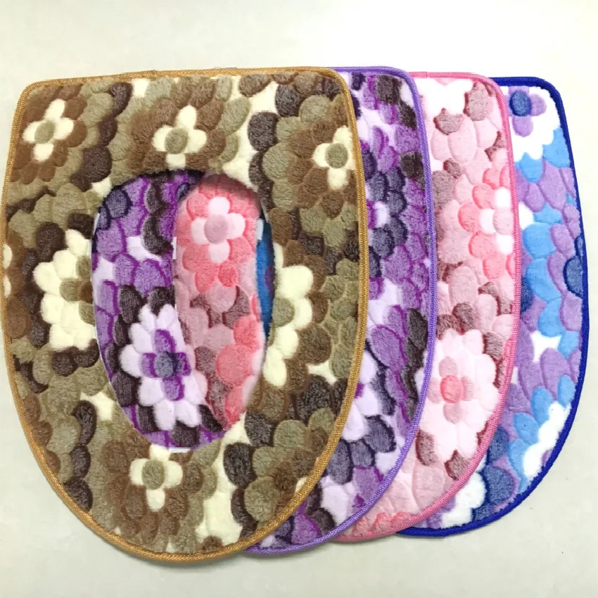 

New Top Quality Cotton Linter Overcoat Toilet Case Bathroom Multi Color Toilet Mat Warm Toilet Seat Cover