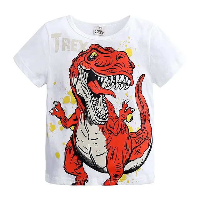 Boy T Shirts Long Sleeve For Children Baby Casual Cartoon Dinosaur Brand Fashion Kids Tops & Tees 7911-white