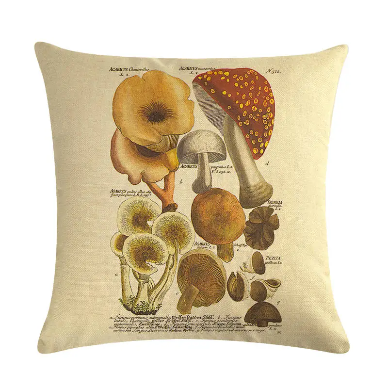 Retro mushroom cushion cover sofa bed throw pillow case decorative botanical almofada 45cm flower cojines ZY203