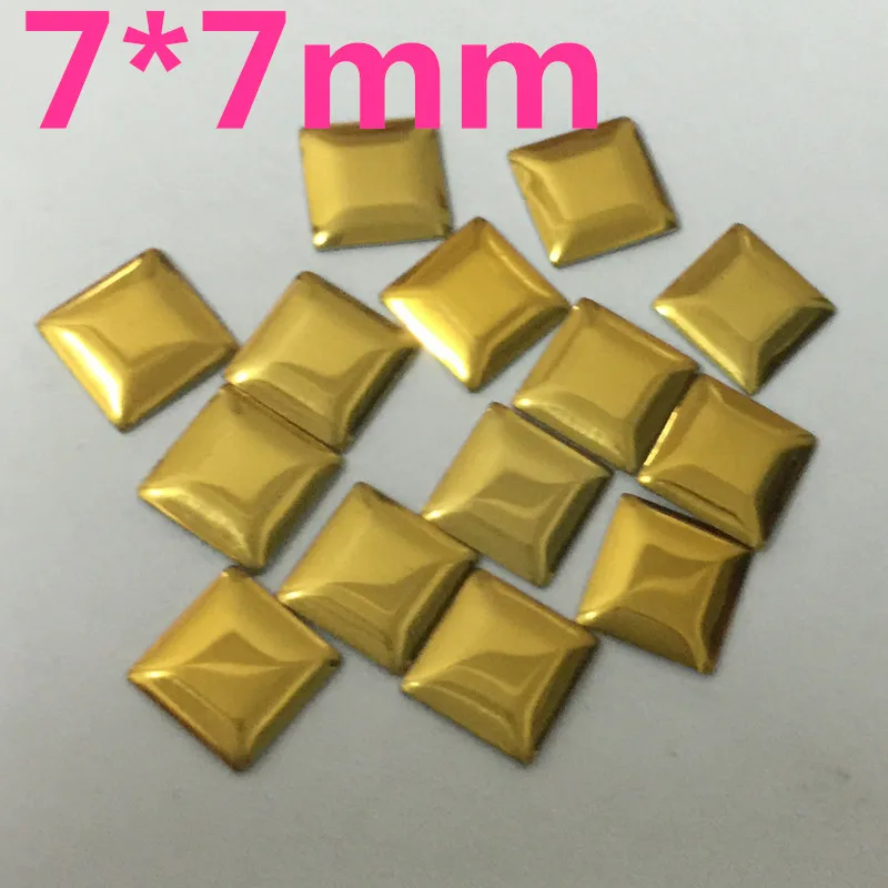 500pcs/lot 7*7mm Gold Hotfix Studs Metal Square Nailheads Pryamid Rhinestone DIY Flatback rhinestuds heat transfer | Дом и сад
