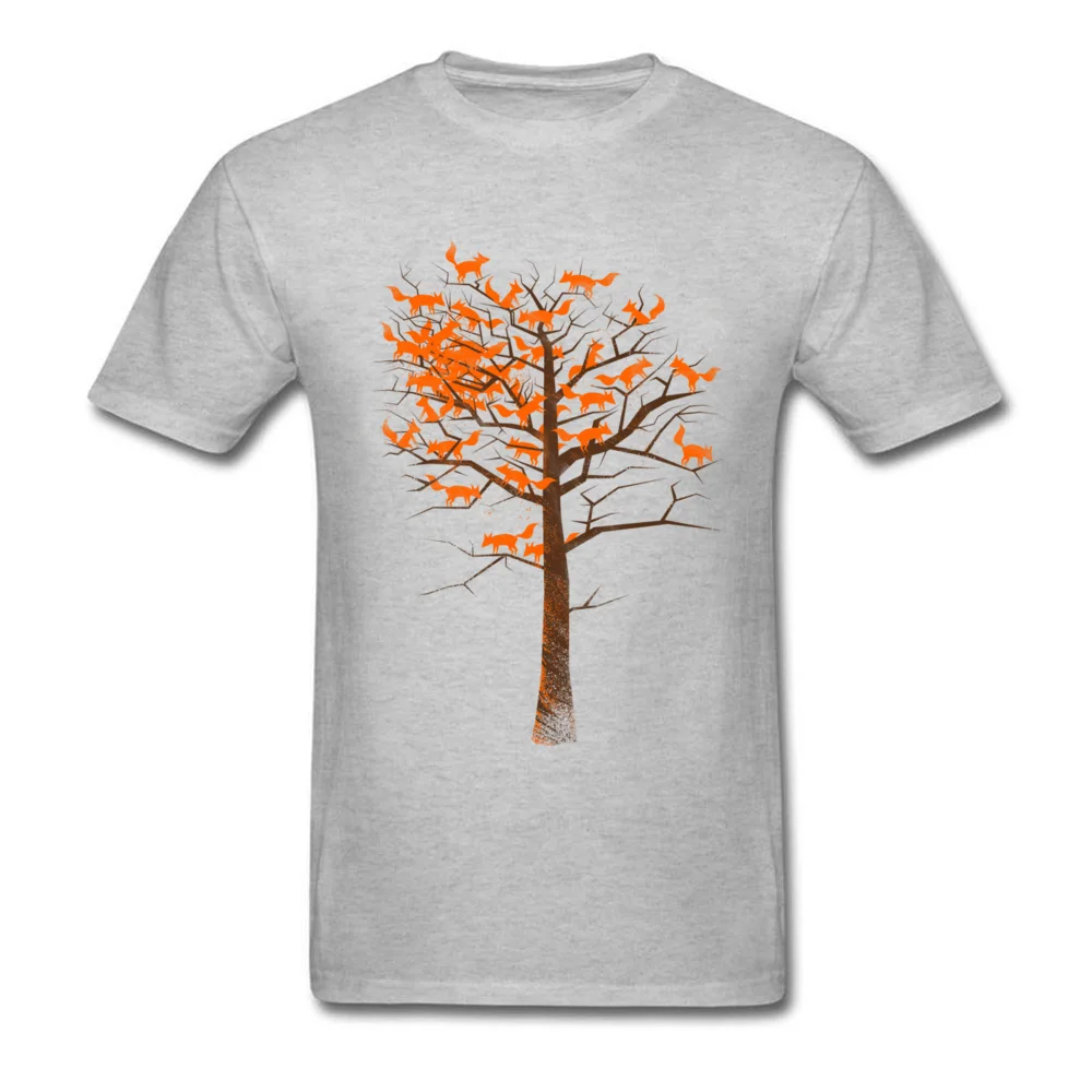 Blazing Fox Tree 100% Cotton Tops & Tees for Men Geek T Shirts Simple Style Oversized Round Neck Sweatshirts Short Sleeve Blazing Fox Tree grey