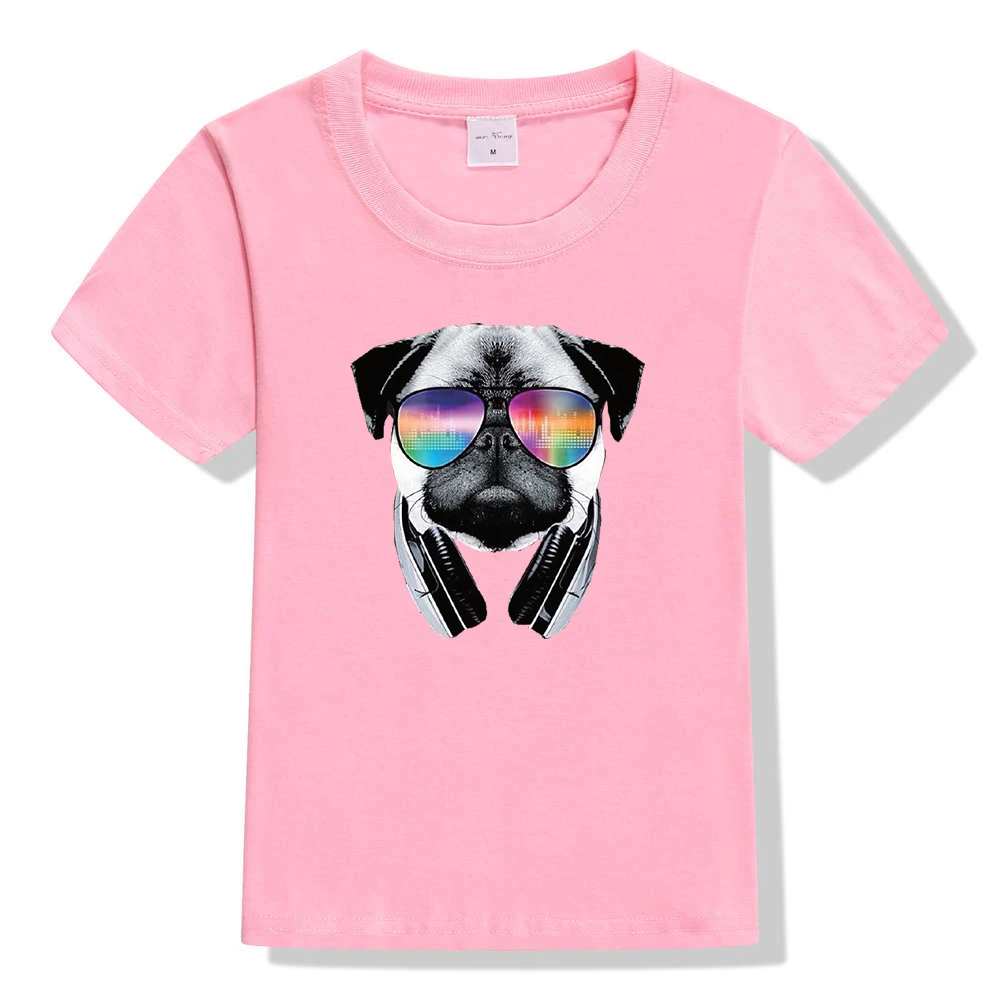 8 цветов, модная дизайнерская детская футболка, забавная классная футболка с диджеем, собакой, Мопсом для мальчиков и девочек-подростков, унисекс, Повседневная Уличная одежда, топ, футболка для малышей - Цвет: 44C3-KSTPK-