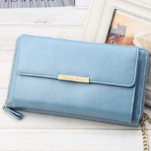 New Women Wallet Purse Brand Design Solid Zipper Hasp PU Leather Wallet Ladies clutch Card Holder with Cell Phone Coin Pocket hot sale women split leather wallet zipper phone pocket cowhide hasp coin purse famous brand female card holder lady clutch