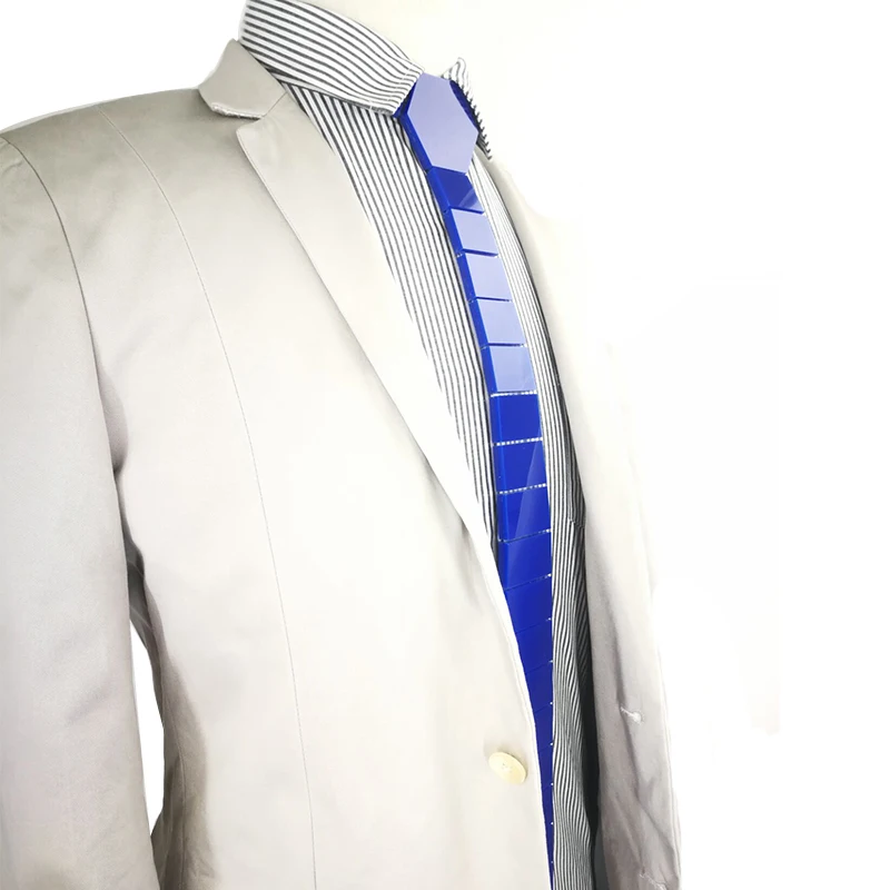 Электрические синие широкие полосатые Акриловые тонкие галстуки, модные глянцевые синие галстуки, лидер продаж, Подарочный костюм, галстуки для игр, модный аксессуар