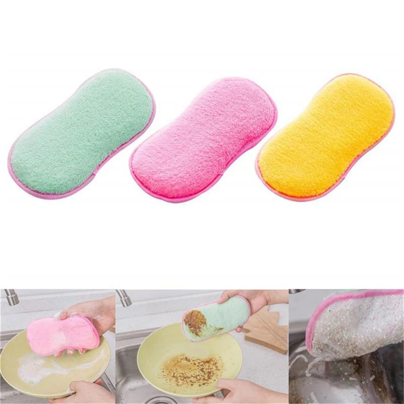 New Kitchen Clean Scouring Pads Double Side Antibacterial Decontaminate