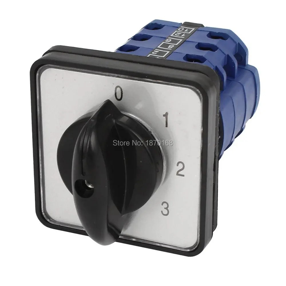 

CA10 660 V 12A 3 tiang yang Universal Changeover Rotary switch, Biru hitam