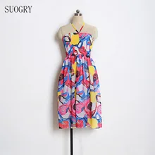 SUOGRY Summer Floral Print Women Chiffon Dress Shoulder Spaghetti Strap Female Tunic Girl Casual Beach Dresses SUOGRY Summer Floral Print Women Chiffon Dress Shoulder Spaghetti Strap Female Tunic Girl Casual Beach Dresses