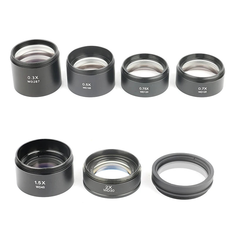 WD30 0.3X/0.5X/0.7X/0.75X/1X/1.5X/2X Stereo Microscope Auxiliary Objective Lens Barlow Lens with 1-7/8 WD30 0.3X/0.5X/0.7X/0.75X/1X/1.5X/2X Stereo Microscope Auxiliary Objective Lens Barlow Lens with 1-7/8