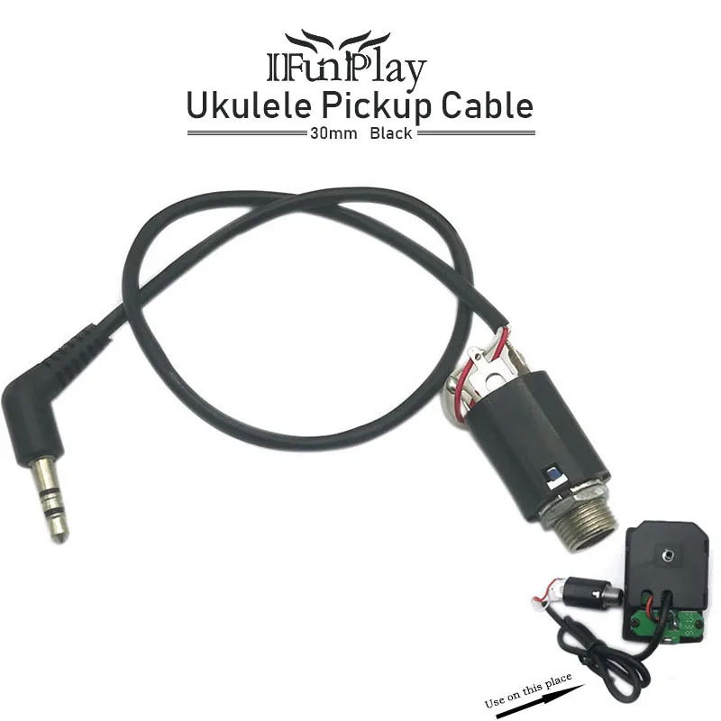 Ukulele Piezo Pickup EQ Equalizer Replacement Preamp Wire Cable with 3