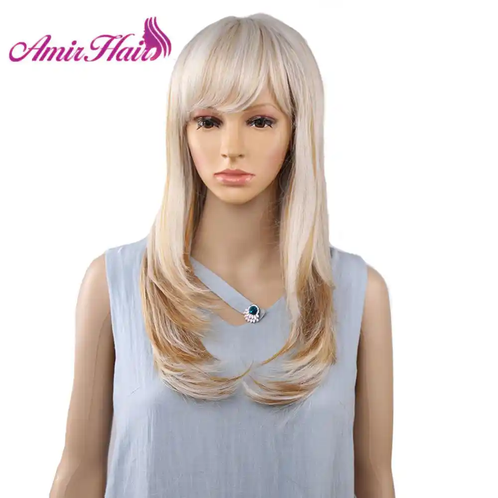 blonde wig long bangs