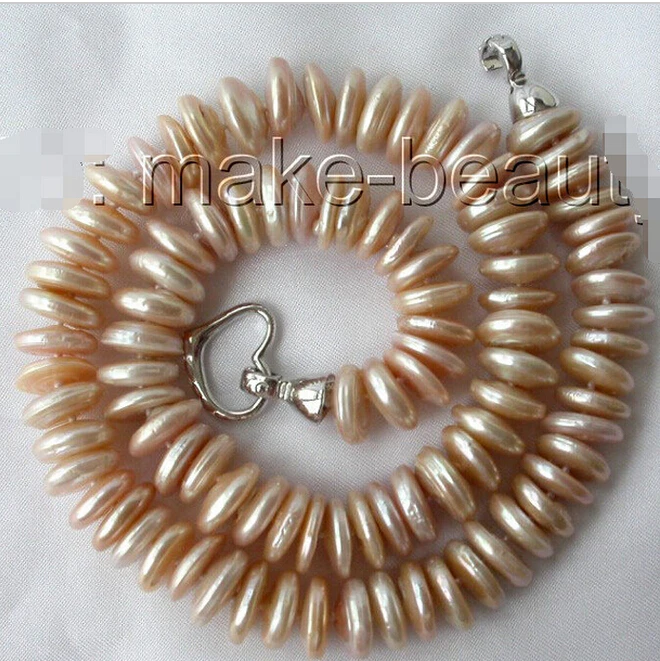 

stunning big 12mm round coin pink freshwater cultured pearl necklace