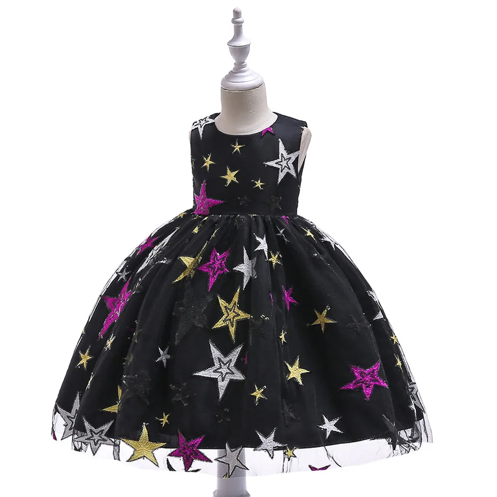 TELOTUNY детское платье, принт со звездой, кружевное платье для девочек, детская одежда для костюмированной вечеринки; костюм принцессы; вечерние платья-пачки с бантом для девочек, платья с принтом Новая мода NOV28