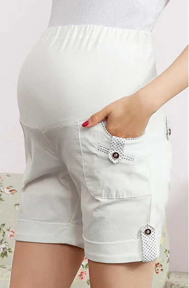 Emotion Moms Материнство летние брюки материнство трикотажные хлопковые брюки Грудное вскармливание Брюки для беременных женщин беременным шорты - Цвет: Белый