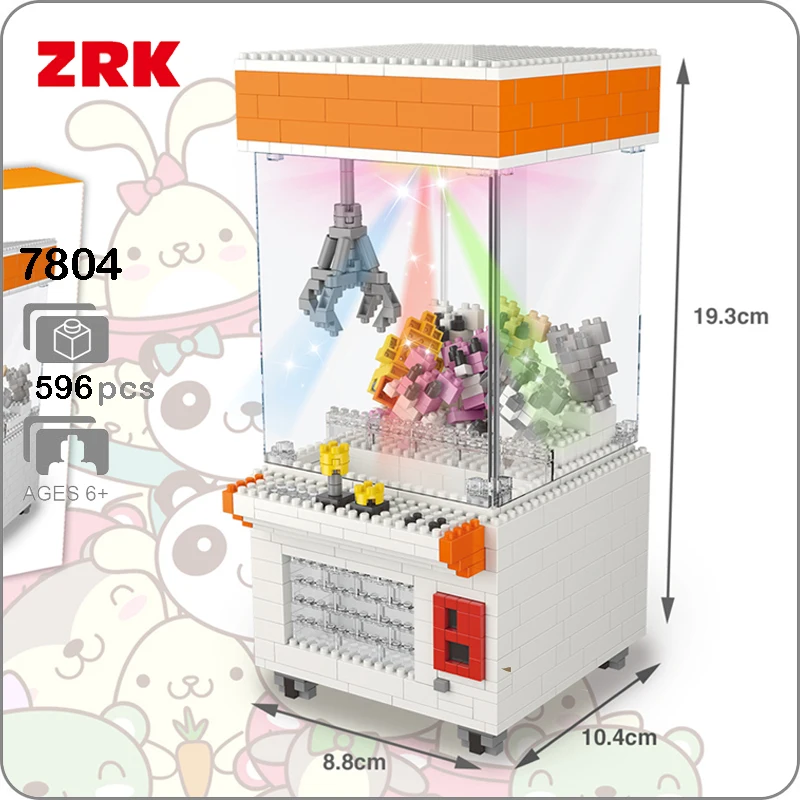 

ZRK 7804 Playground Clip Doll Machine Catcher Animal Doll 3D Model DIY Micro Diamond Mini Building Blocks Bricks Toy Gift