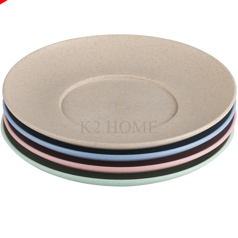 

Set Of 4 Natural Eco Friendly Healthy Wheat Straw Plastic Round Dinner Dishes Plates Kitchen Bowl Tableware Food Container