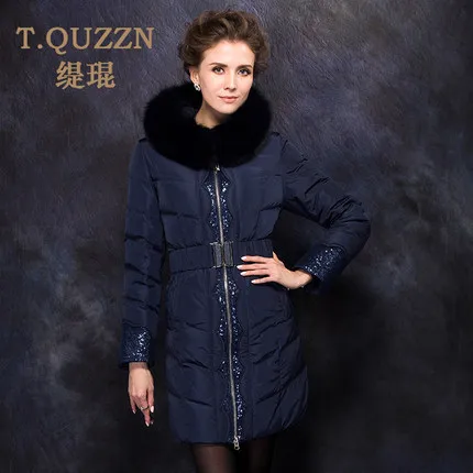 Best price at $209 Cheap 2015 Winter Thicken Warm Woman Down jacket Hooded Coat Parkas Outerwear Fox Fur collar Luxury Slim Mid Long Plus Size 3XXXL Lace