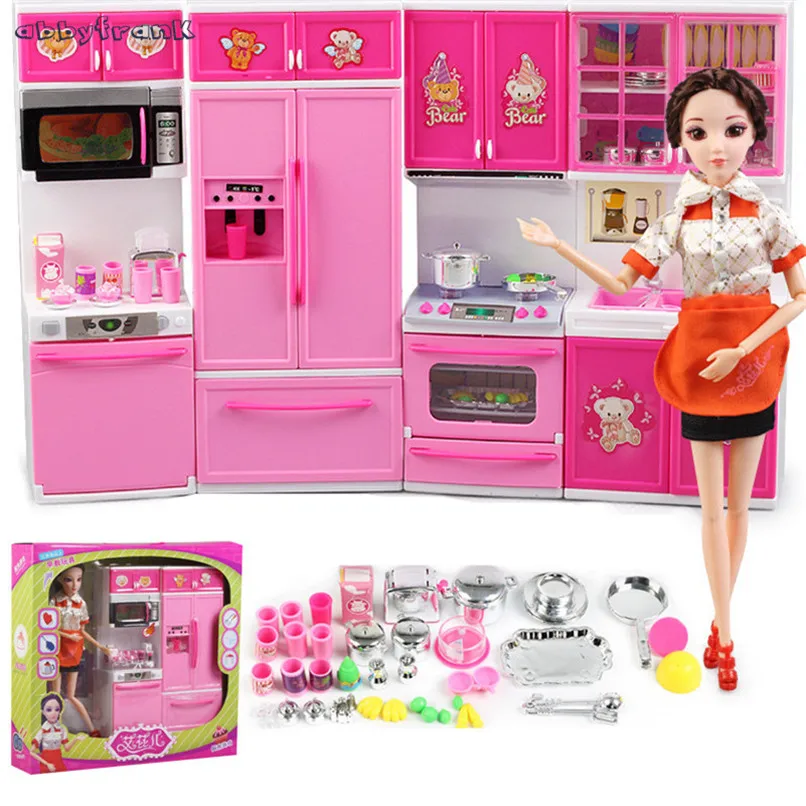 

Abbyfrank Simulation Refrigerator Kitchen Tableware Kitchen Play House Big Eyes Dolls Suits Toys Puzzle Educational Juguetes