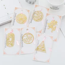 Kawaii Металл золото закладки Vintage закладки полые цветок треугольник круглой формы подарок школа офиса канцелярские