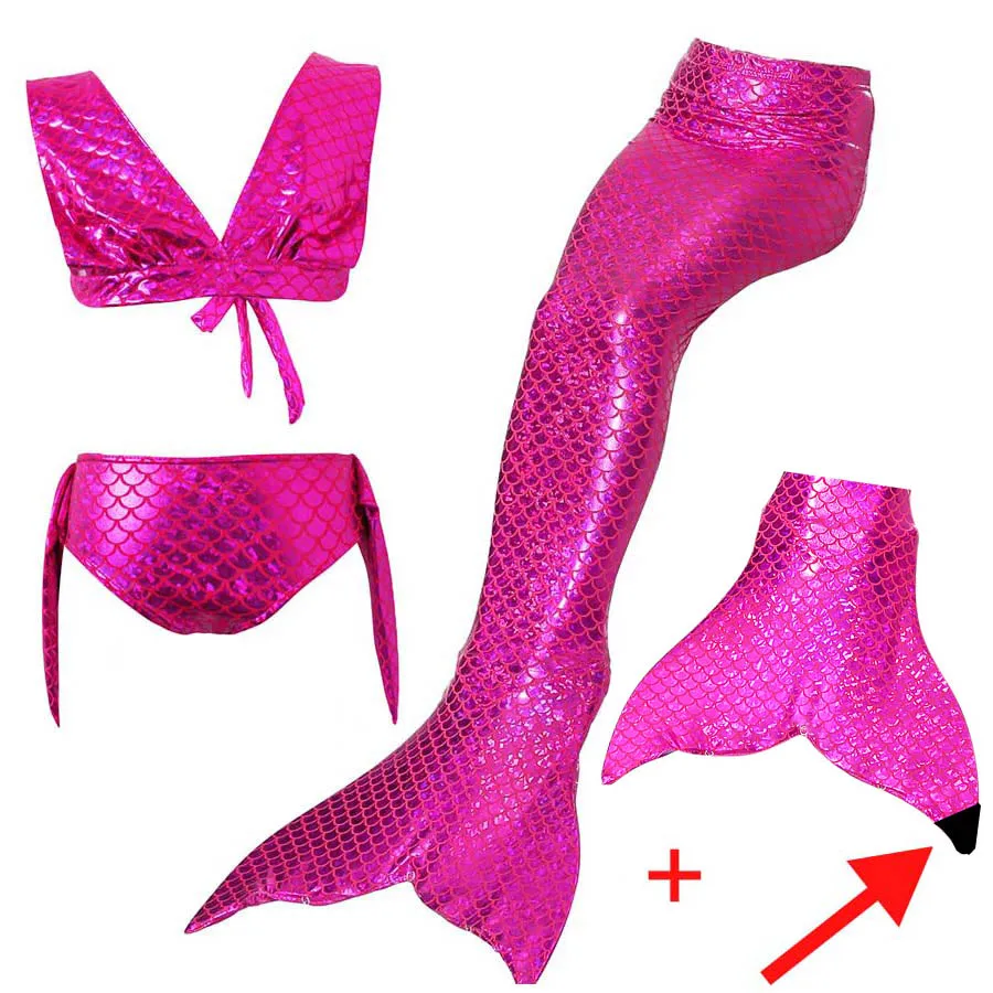 4PCS/Set Baby Girls Swimming Mermaid Tail Costume Fancy Bikini Set with Monofin Swimmable zeemeerminstaart Met Flipper for Kids