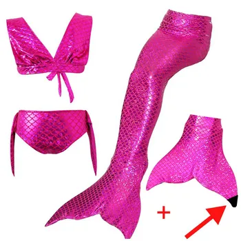 

4PCS/Set Baby Girls Swimming Mermaid Tail Costume Fancy Bikini Set with Monofin Swimmable zeemeerminstaart Met Flipper for Kids