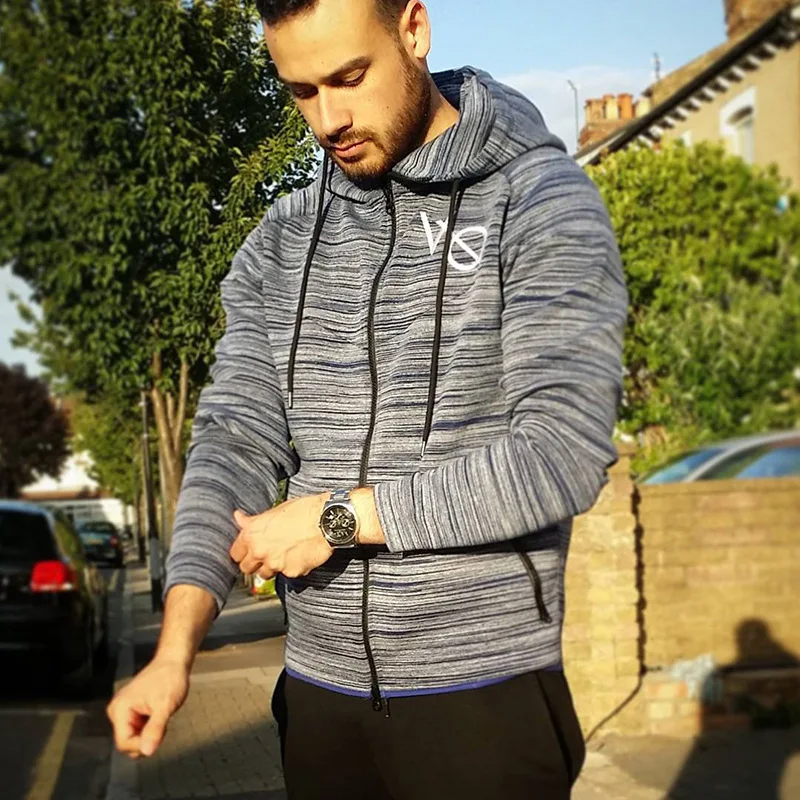 

2019 New Autumn Men Fitness Coat Brand Clothing Fashion Hoody Gyms Fitness Sweatshirts Men's Cardigan Zip Pocket Hooded Jacket