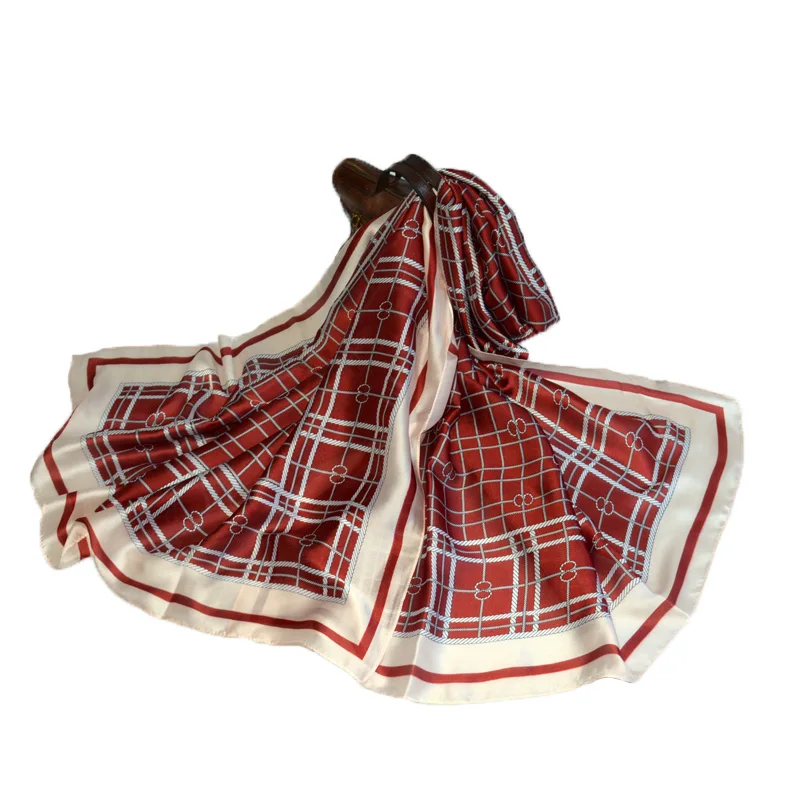 AL7887winered Элегантный хиджаб, шарфы, шелковый шарф, женские длинные головные платки, зимние брендовые роскошные шарфы, женские дизайнерские, для женщин, высокое качество, женский подарок - Цвет: AL7887winered