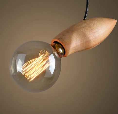 Японский Лофт деревянные подвесные светильники Эдисона современный Droplight для