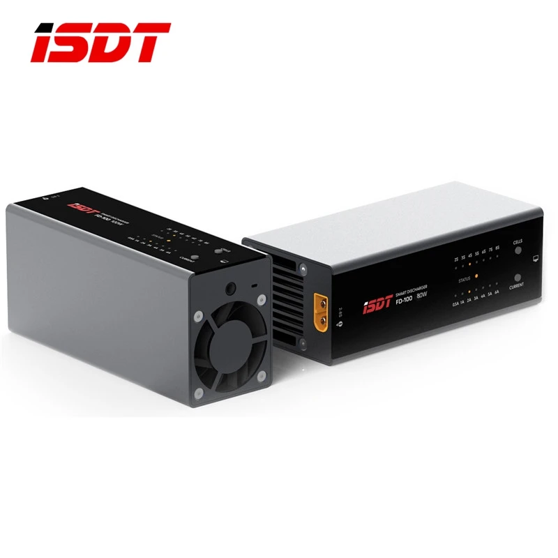 

Original ISDT FD-100 80W 6A Smart Control Discharger For 2S-8S Lipo Battery for RC Multirotor Quadcopter XT60 Port Charger