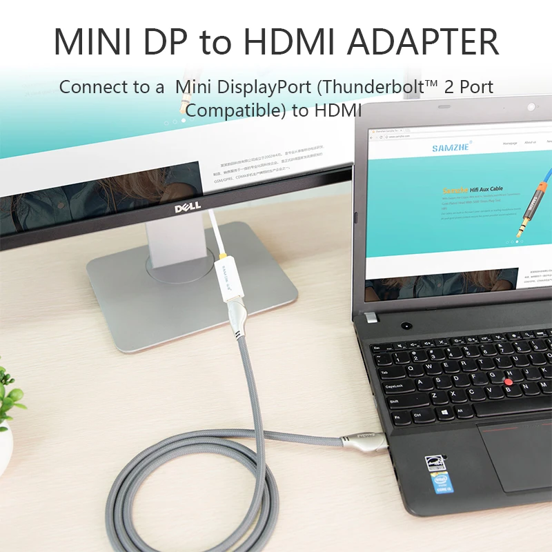 Адаптер SAMZHE Mini DisplayPort HDMI конвертер Thunderbolt для Apple MacBook Air Microsoft Surface Pro белый цвет| |