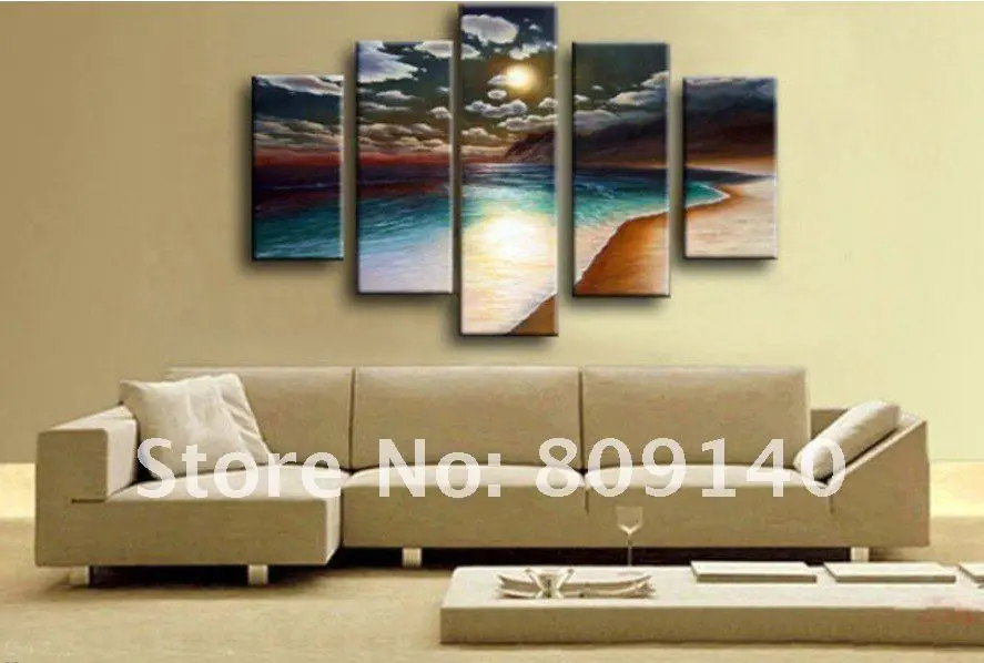 free shipping oil painting canvas Beach Sea Scenery Modern  