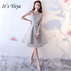 Это YiiYa простой серый подружки невесты без рукавов элегантные платья Высокое качество Тонкий платье трапециевидной формы B040