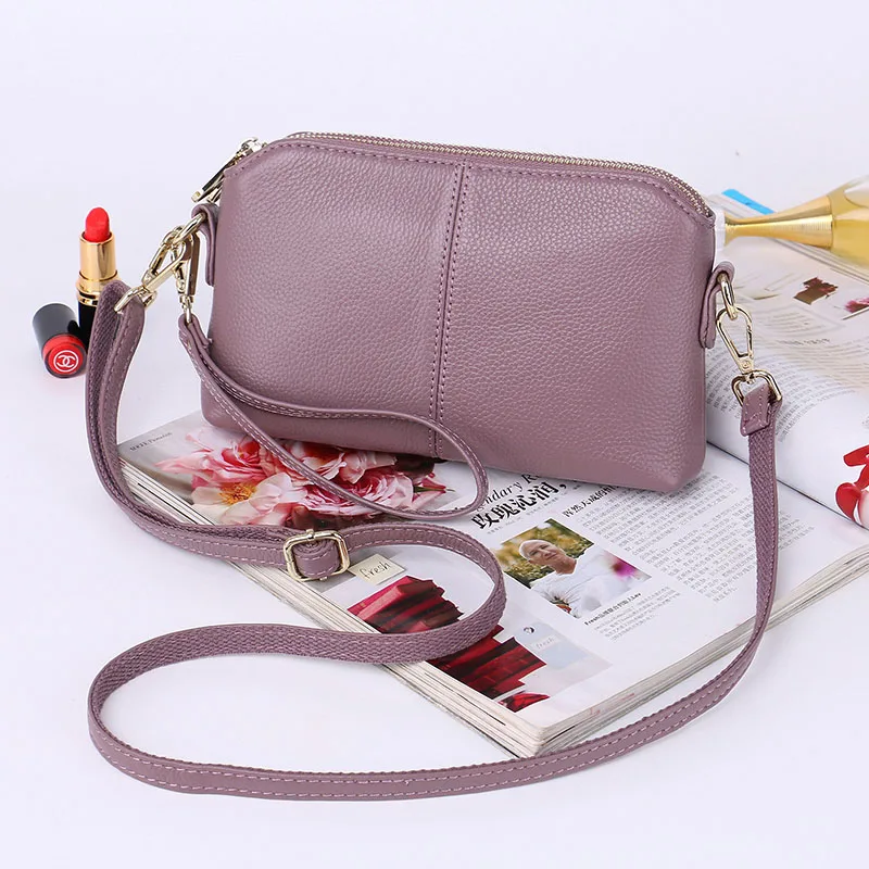 Натуральная кожа, винтажная Маленькая женская сумка через плечо, клатч, кошелек, браслет, женская сумка - Цвет: Lotus Purple