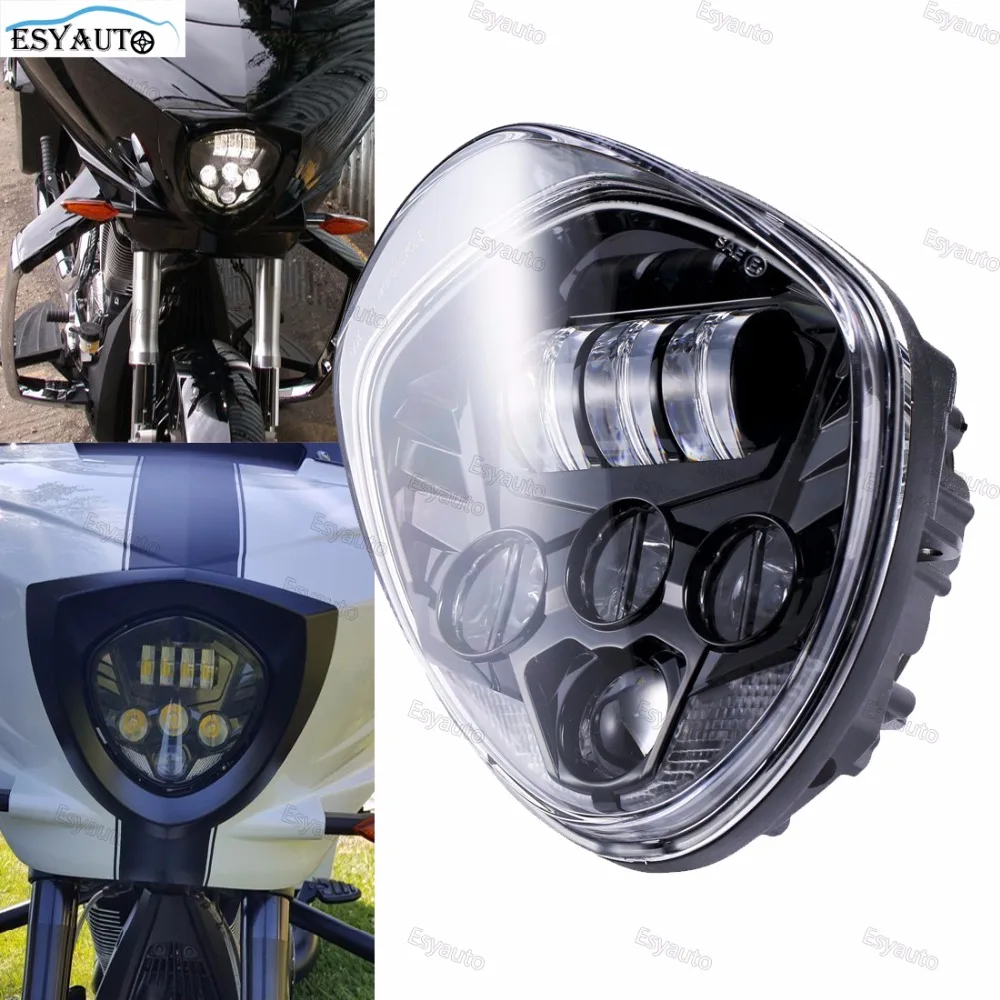 Pre-owned Offer for  1 pcs DOT approved Victory LED Headlight Motorcycle Hi/Lo Beam High-intensity Headlamp Black/Chrome