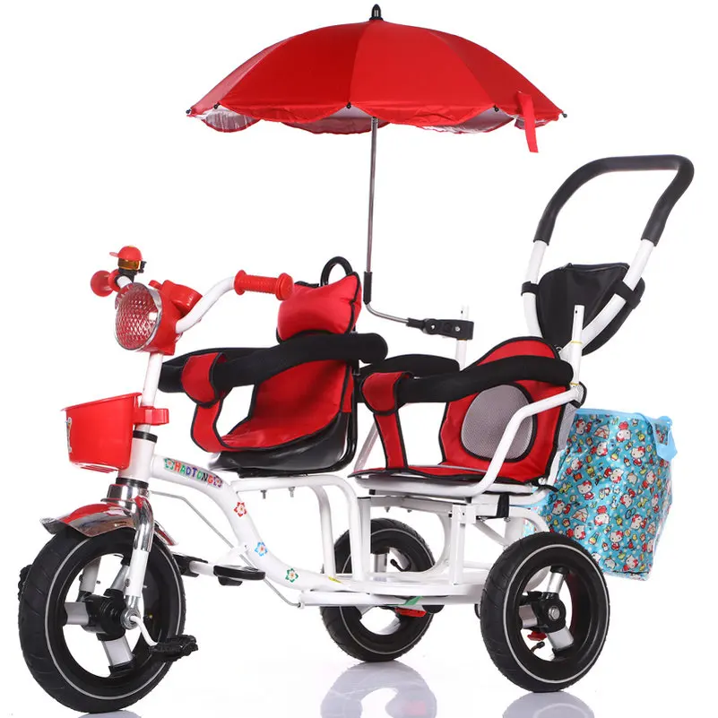 12-дюймовый детский трехколесный велосипед, близнецы велосипед ребёнка выпуска 2 сиденья со складками на педаль тандем трехколесный велосипед с резиновая надувная подушка безопасности для колеса и стальная рама - Цвет: 288
