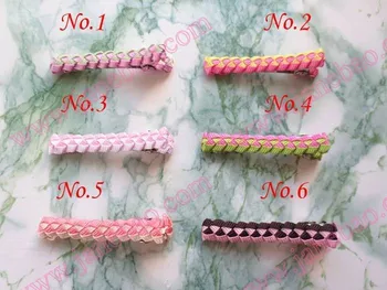 

free shipping 80pcs 2.2''Girl Boutique Lined Alligator Clip Rhinestone Braid