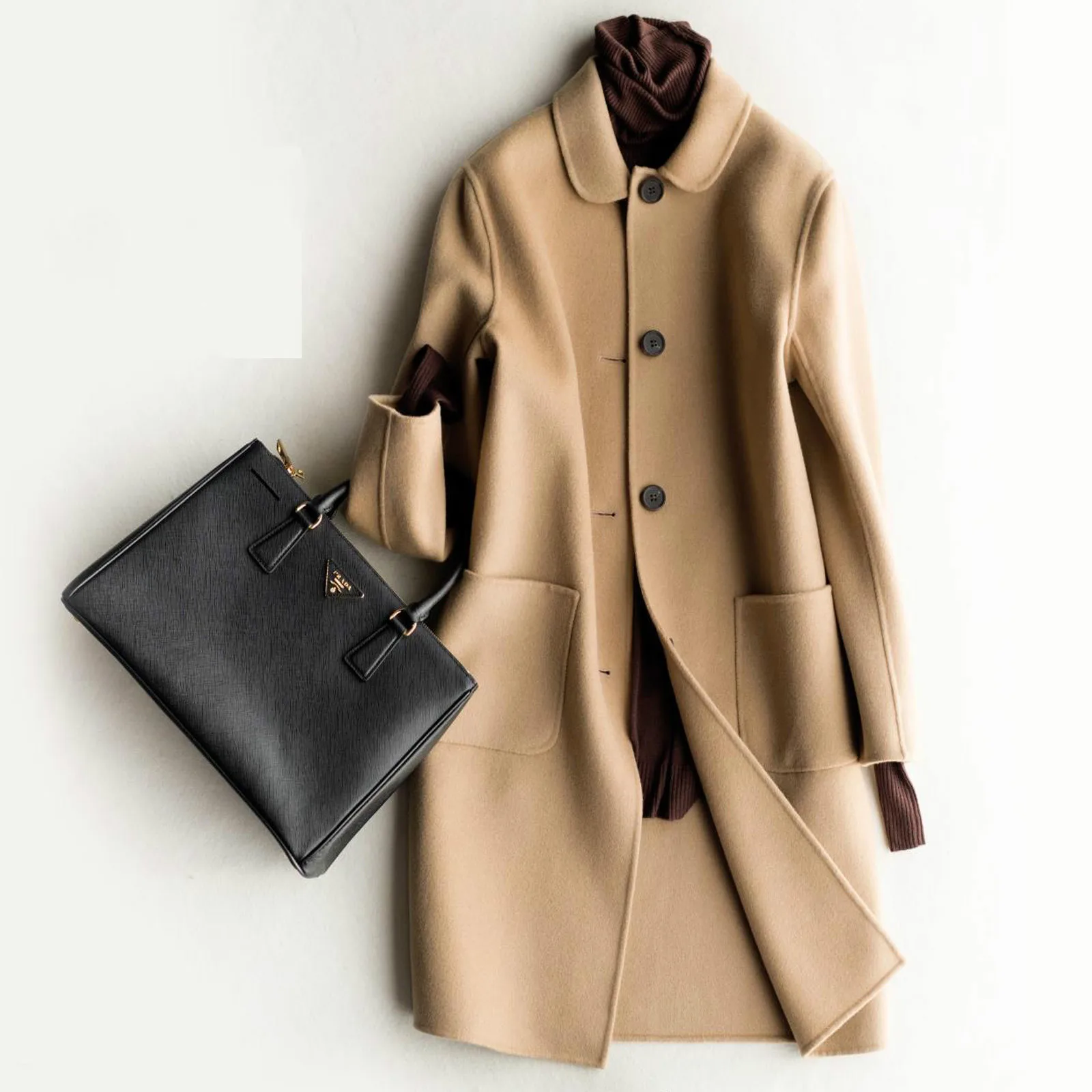 

KMETRAM Women Winter Long Coat Autumn 2019 Womens Wool Slim Jacket Ladies Cashmere Long Coats Female Blue Vintage Jackets MY427