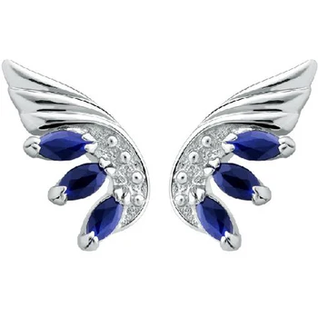 

2017 Qi Xuan_Free Shipping Dark Blue Stone Wings Stud Earrings_S925 Solid Silver Fashion Earrings_Manufacturer Directly Sales