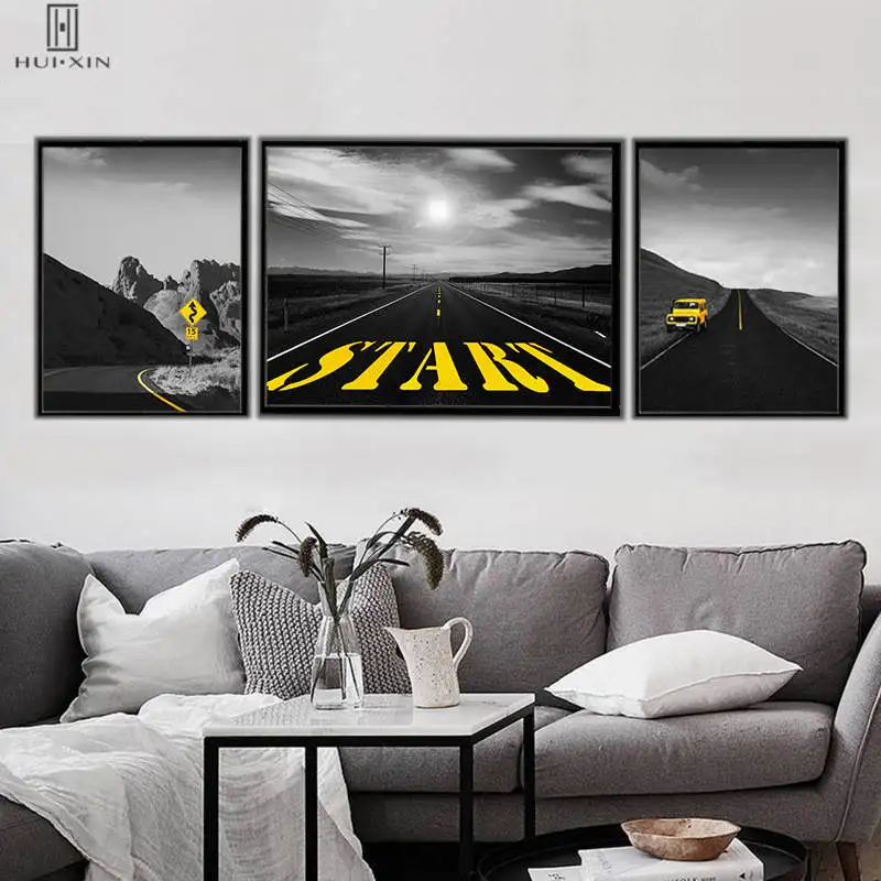 

Modern Abstract Road Trip Lanscape Images Dark Environment Yellow Start Word Decorative Posters Bar Pub Ateliar Decoration