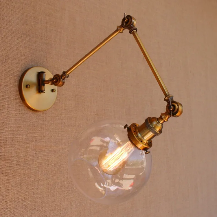 Стеклянный шар, антикварный латунный Лофт, промышленный Ретро винтажный настенный светильник, подвесной светильник, настенный светильник