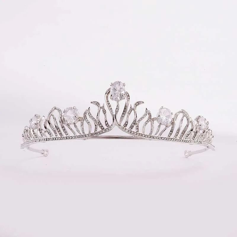 

Women Fashion Zircon Rhinestone Seaweed Shaped Pageant Princess Bride Crown Tiara Bridal Wedding Diadem Hair Accessories JL